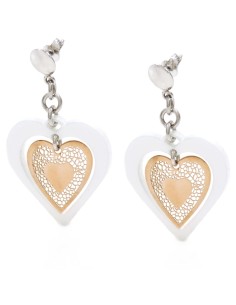 Rose Gold-Plated 925 Sterling Silver Heart Dangle Earrings 2