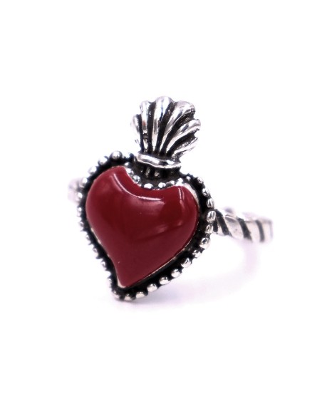 Anello Sacro Cuore in Argento 925 Smaltato