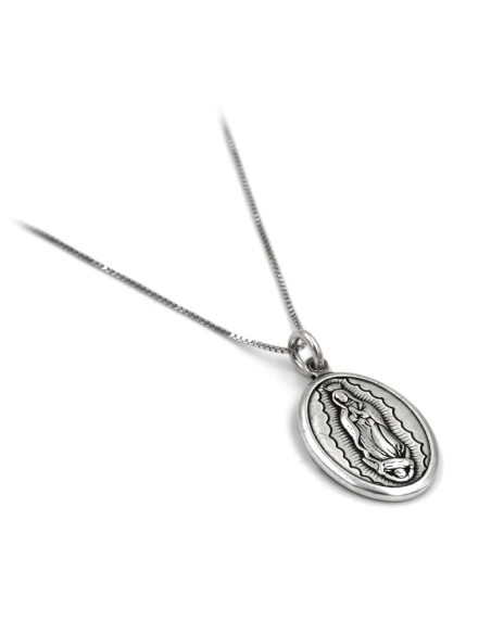 Collana con medaglia Vergine di Guadalupe in argento 925