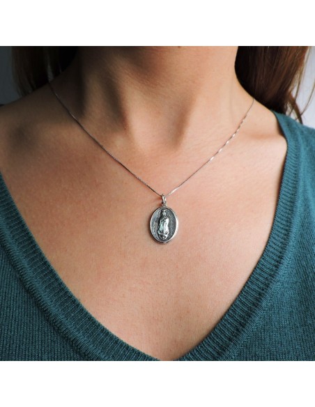 Collana con medaglia Vergine di Guadalupe in argento 925