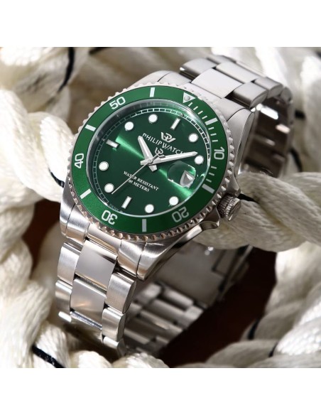 Philip Watch Men's Wristwatch Caribe Sport Green Bezel and Dial R8253597128