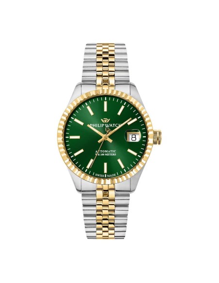 Philip Watch Herrenarmbanduhr Caribe Urban Automatik – Grünes Zifferblatt & Gold-Details R8223597115