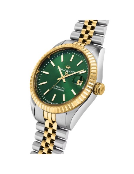 Philip Watch Men’s Automatic Wristwatch Caribe Urban - Green Dial & Gold Details R8223597115