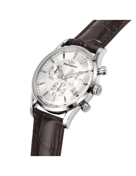 Philip Watch Herren Sunray Armbanduhr Weißes Zifferblatt Silber Details R8271680003