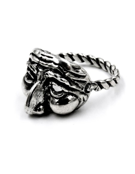 925 sterling Silver Pulcinella Mask Ring 