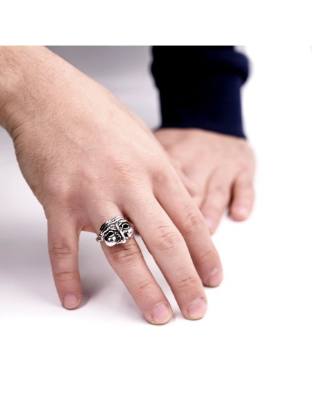 Pulcinella-Maskenring aus 925er Sterlingsilber