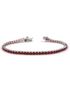 Bracciale Tennis in Argento 925 con Zirconi Rossi