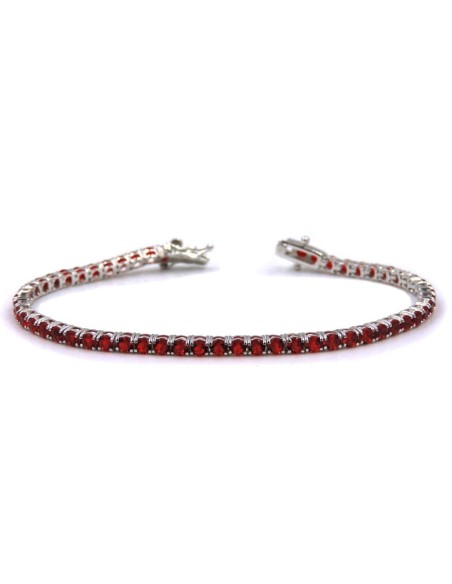 Bracciale Tennis in Argento 925 con Zirconi Rossi