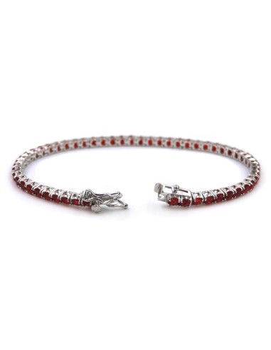 Bracciale Tennis in Argento 925 con Zirconi Rossi