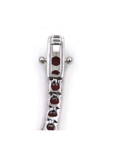 Sterling Silver Tennis Bracelet with Red Zircons 