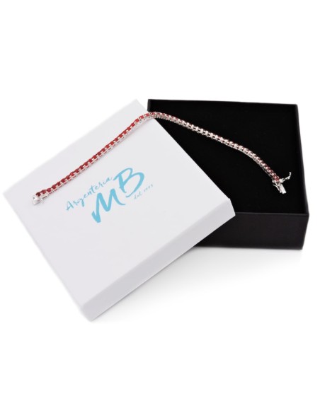 Bracciale Tennis in Argento 925 con Zirconi Rossi