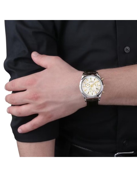 Philip Watch Orologio da Polso da Uomo Sunray Quadrante Argento Dettagli Oro R8271908009