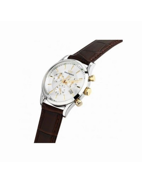 Philip Watch Orologio da Polso da Uomo Sunray Quadrante Argento Dettagli Oro R8271908009