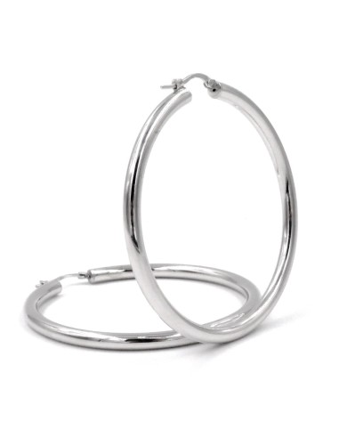 Sterling Silver Thick Hoop Earrings Diameter...