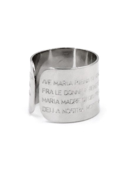 925 Sterling Silver Band Ring with Ave Maria Prayer