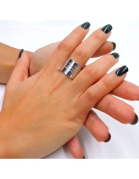 925 Sterling Silver Band Ring with Ave Maria Prayer