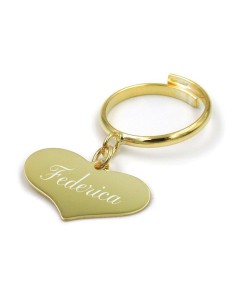 Personalisierbarer Herzanhänger-Ring aus vergoldetem...