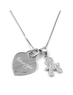 Customizable Heart Baby Boy Necklace 