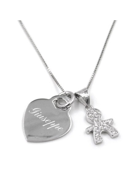 Collana Bebè Boy con Ciondolo Cuore Personalizzato
