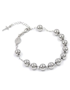 Rosenkranzarmband aus 925er Sterlingsilber mit Großen Perlen