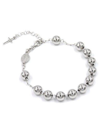 925 Sterling Silver Rosary Bracelet with Boules 