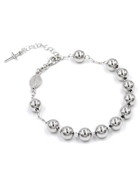 Rosenkranzarmband aus 925er Sterlingsilber mit Großen Perlen