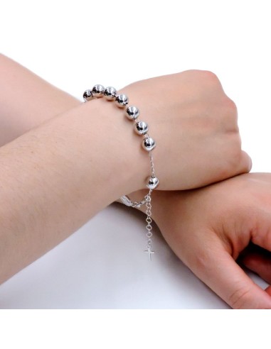 925 Sterling Silver Rosary Bracelet with Boules 