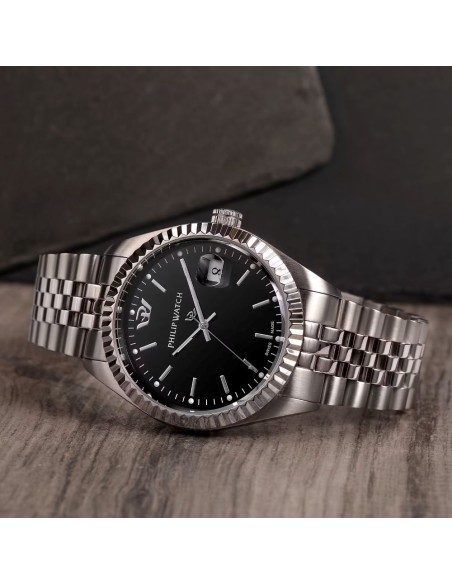 Philip Watch Caribe Urban R8253597078 Herrenuhr – Schwarzes Zifferblatt, Edelstahl