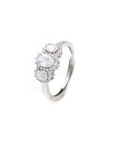 925 Sterling Silver Trilogy Ring with Large Oval Stones