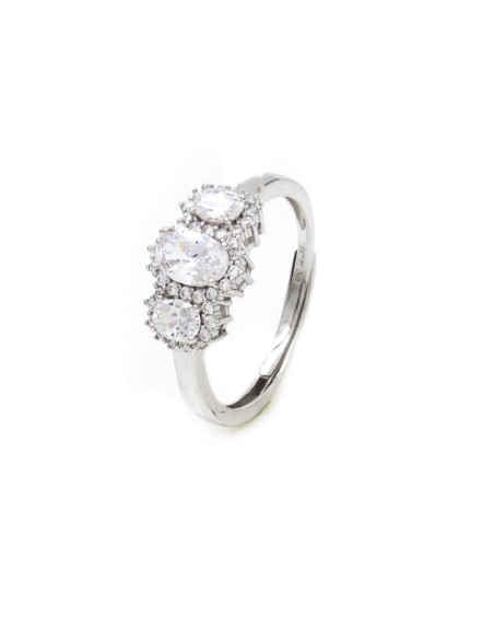 925 Sterling Silver Trilogy Ring with Large Oval Stones