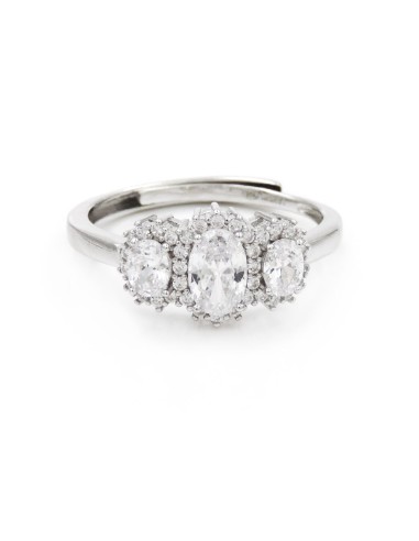 Anello Trilogy in Argento 925 con Pietre Ovali...