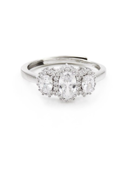 Anello Trilogy in Argento 925 con Pietre Ovali Grandi