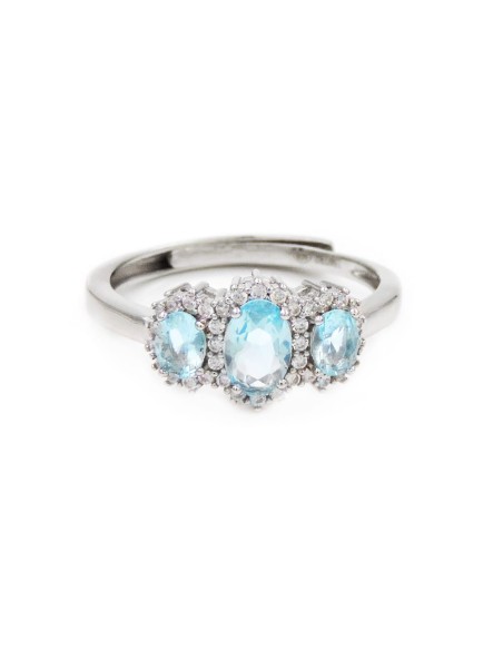 925er Sterlingsilber Trilogie Ring mit großen ovalen Steinen