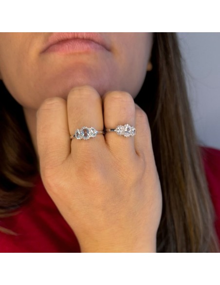 925er Sterlingsilber Trilogie Ring mit großen ovalen Steinen