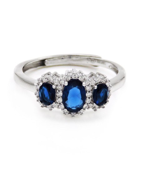 925er Sterlingsilber Trilogie Ring mit großen ovalen Steinen