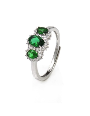Anello Trilogy in Argento 925 con Pietre Ovali...