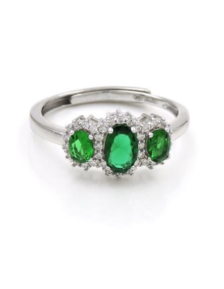 925 Sterling Silver Trilogy Ring with Large Oval Stones