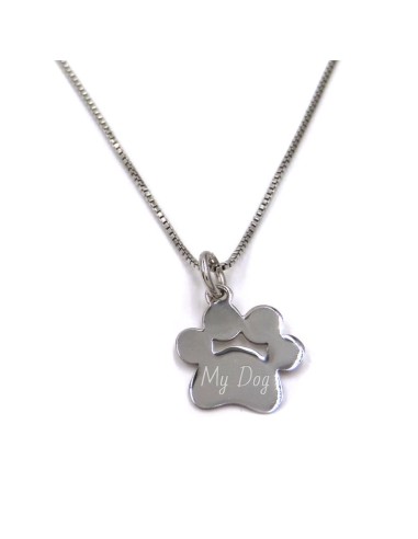 Customizable Sterling Silver Dog Paw Pendant...