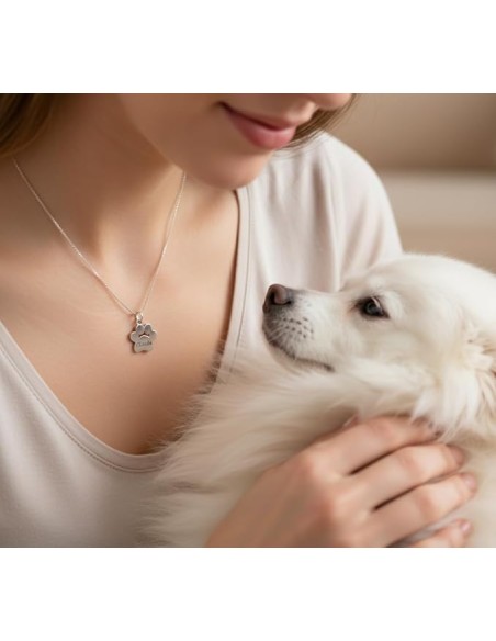Collana con Ciondolo Zampa di Cane Personalizzabile in Argento 925 