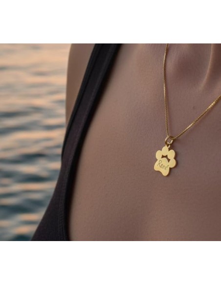 Customizable Sterling Silver Dog Paw Pendant Necklace