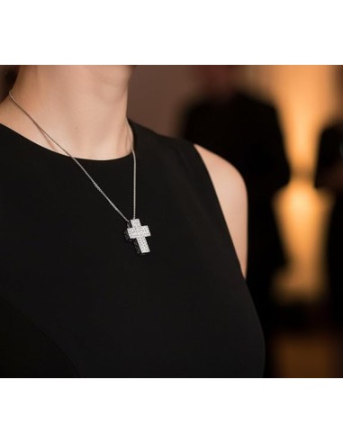 Collana Croce in Argento e Zirconi Colorati 