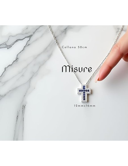 Sterlingsilber Halskette mit Kreuzanhänger mit Farbigen Zirkonia