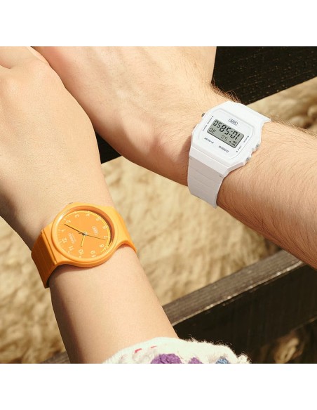 Casio Analog Wristwatch Timeless Collection with Orange Resin Case and Strap MQ-24B-9BEF