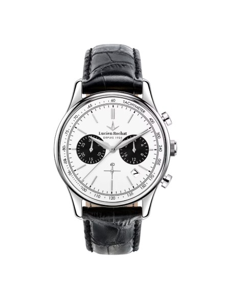 Lucien Rochat Montreux Men’s Chronograph Watch – White Dial, Black Leather R0471615003