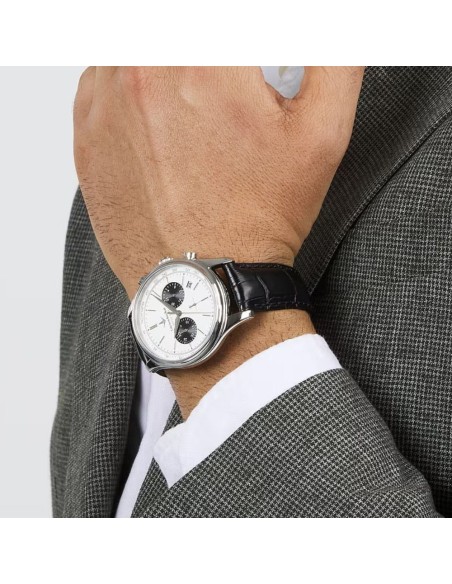 Lucien Rochat Montreux Herren-Chronograph – Weißes Zifferblatt, Schwarzes Leder R0471615003
