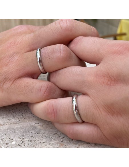 Anello Fedina in Argento 925 Rodiato Incisione Personalizzata