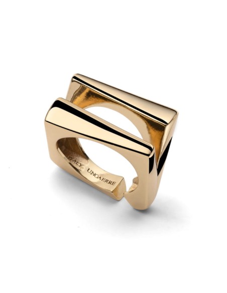 Geometrischer Quadratischer Goldring 2758 Unoaerre