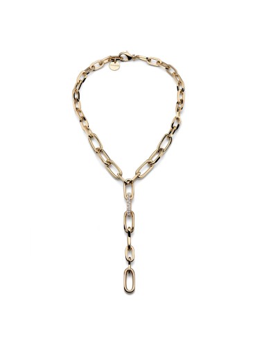 Ovale Vergoldete Y-Kette mit Zirkonia-Glied...