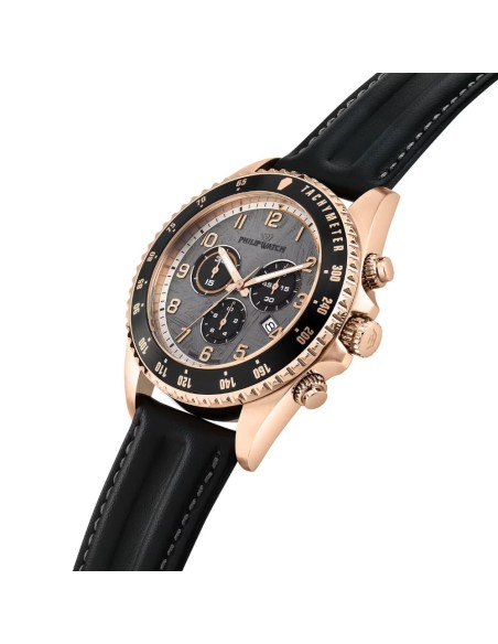 Philip Watch Caribe Sport Herren-Uhr – Schwarze Lünette, Graues Meteoritzifferblatt R8271607003