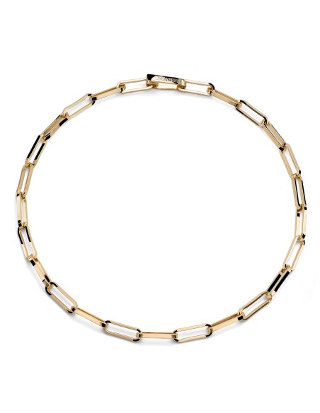 Flat Oval Chain Necklace in Gold Plated Bronze 